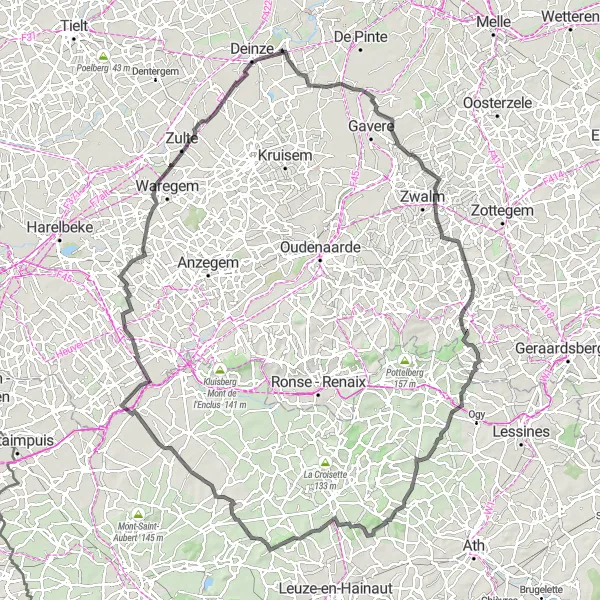 Miniatuurkaart van de fietsinspiratie "Ontdek Nazareth en Lahamaide Wegenroute" in Prov. Oost-Vlaanderen, Belgium. Gemaakt door de Tarmacs.app fietsrouteplanner