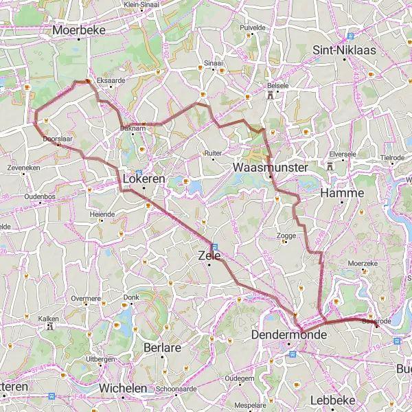 Miniature de la carte de l'inspiration cycliste "Exploration de Mont Henri" dans la Prov. Oost-Vlaanderen, Belgium. Générée par le planificateur d'itinéraire cycliste Tarmacs.app