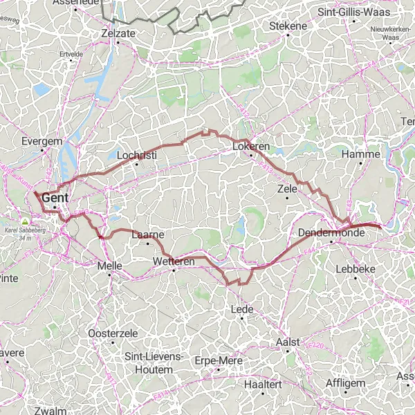 Miniature de la carte de l'inspiration cycliste "Aventure palpitante autour de Baasrode" dans la Prov. Oost-Vlaanderen, Belgium. Générée par le planificateur d'itinéraire cycliste Tarmacs.app