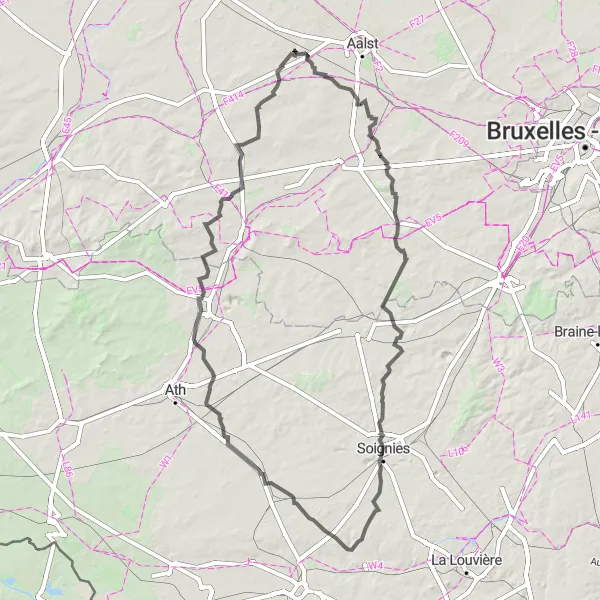 Map miniature of "The Haaltert Loop" cycling inspiration in Prov. Oost-Vlaanderen, Belgium. Generated by Tarmacs.app cycling route planner