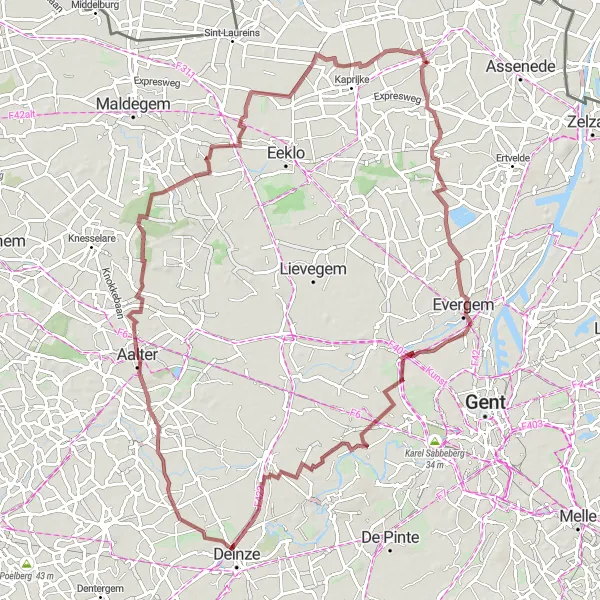 Karten-Miniaturansicht der Radinspiration "Gravel-Tour durch die Natur von Oost-Vlaanderen" in Prov. Oost-Vlaanderen, Belgium. Erstellt vom Tarmacs.app-Routenplaner für Radtouren