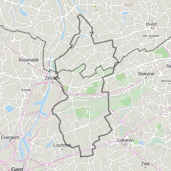 Karten-Miniaturansicht der Radinspiration "Radrundweg von Beervelde nach Oudenbos" in Prov. Oost-Vlaanderen, Belgium. Erstellt vom Tarmacs.app-Routenplaner für Radtouren