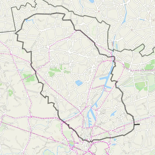 Miniature de la carte de l'inspiration cycliste "Tour de vélo sur route à partir de Beervelde" dans la Prov. Oost-Vlaanderen, Belgium. Générée par le planificateur d'itinéraire cycliste Tarmacs.app