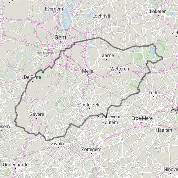 Map miniature of "Berlare Countryside" cycling inspiration in Prov. Oost-Vlaanderen, Belgium. Generated by Tarmacs.app cycling route planner