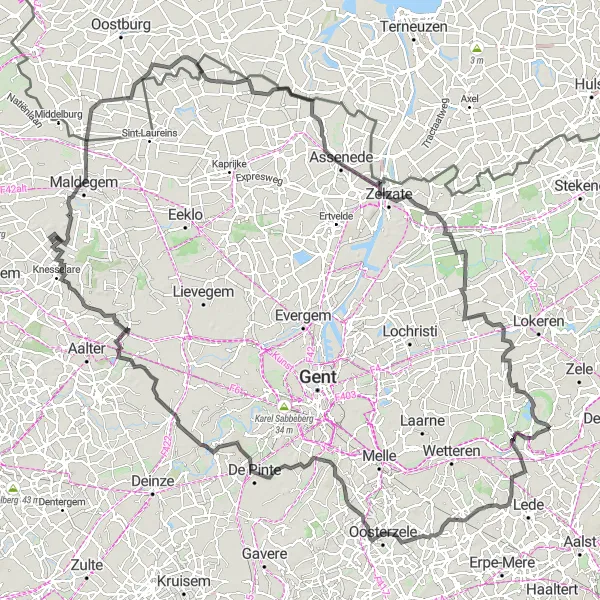 Karten-Miniaturansicht der Radinspiration "Auf den Straßen von Belgien" in Prov. Oost-Vlaanderen, Belgium. Erstellt vom Tarmacs.app-Routenplaner für Radtouren