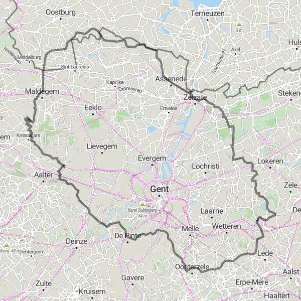 Map miniature of "Road Cycling Expedition from Berlare" cycling inspiration in Prov. Oost-Vlaanderen, Belgium. Generated by Tarmacs.app cycling route planner