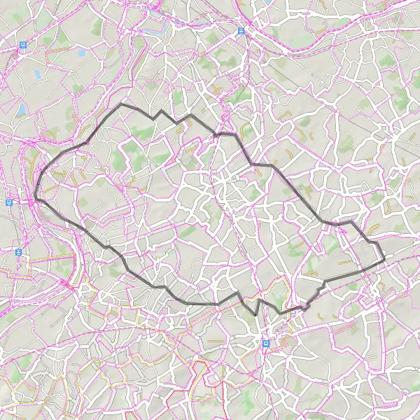 Miniatuurkaart van de fietsinspiratie "Borsbeke - Borsbeke: Road Route Langs Historische Dorpen" in Prov. Oost-Vlaanderen, Belgium. Gemaakt door de Tarmacs.app fietsrouteplanner