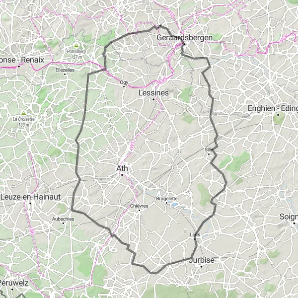 Karten-Miniaturansicht der Radinspiration "Challenging Road Cycling Route from Deftinge" in Prov. Oost-Vlaanderen, Belgium. Erstellt vom Tarmacs.app-Routenplaner für Radtouren