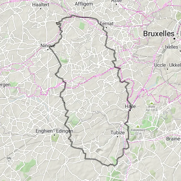 Map miniature of "The Ultimate Road Challenge" cycling inspiration in Prov. Oost-Vlaanderen, Belgium. Generated by Tarmacs.app cycling route planner