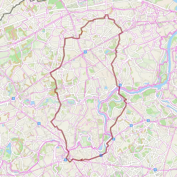 Miniatuurkaart van de fietsinspiratie "Gravelroute door Waasmunster en omgeving" in Prov. Oost-Vlaanderen, Belgium. Gemaakt door de Tarmacs.app fietsrouteplanner