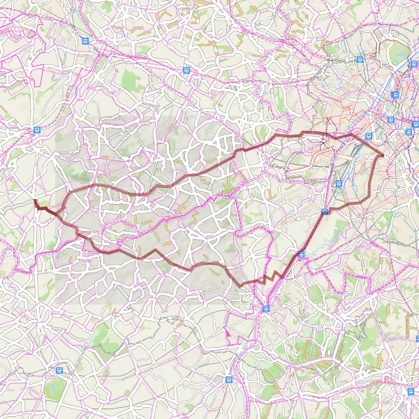 Map miniature of "Gravel Adventure in the Heart of Pajottenland" cycling inspiration in Prov. Oost-Vlaanderen, Belgium. Generated by Tarmacs.app cycling route planner