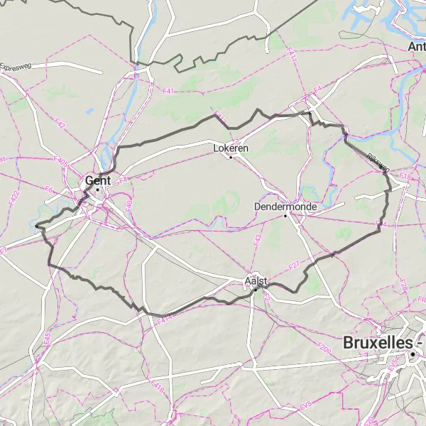Karten-Miniaturansicht der Radinspiration "Deurle-Rundfahrradroute" in Prov. Oost-Vlaanderen, Belgium. Erstellt vom Tarmacs.app-Routenplaner für Radtouren