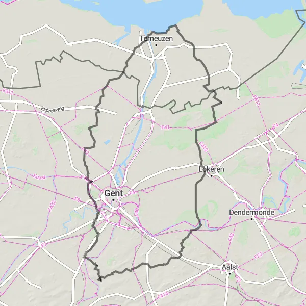 Karten-Miniaturansicht der Radinspiration "Roadtour von Dikkelvenne nach Baaigem" in Prov. Oost-Vlaanderen, Belgium. Erstellt vom Tarmacs.app-Routenplaner für Radtouren