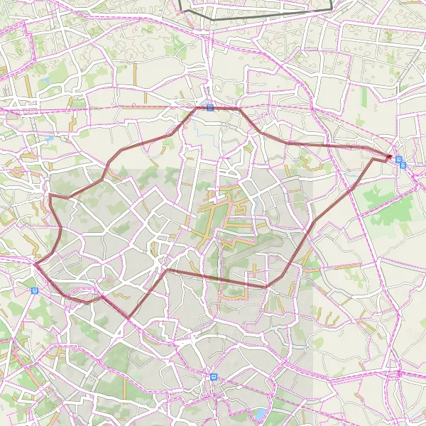 Miniature de la carte de l'inspiration cycliste "Le Circuit des Campagnes de Flandre" dans la Prov. Oost-Vlaanderen, Belgium. Générée par le planificateur d'itinéraire cycliste Tarmacs.app
