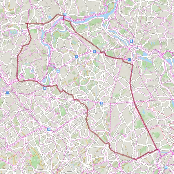 Miniatuurkaart van de fietsinspiratie "Gravelavontuur door de Polders" in Prov. Oost-Vlaanderen, Belgium. Gemaakt door de Tarmacs.app fietsrouteplanner