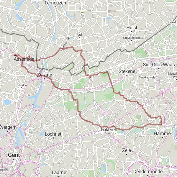 Karten-Miniaturansicht der Radinspiration "Erkundung von Waasmunster und Umgebung" in Prov. Oost-Vlaanderen, Belgium. Erstellt vom Tarmacs.app-Routenplaner für Radtouren