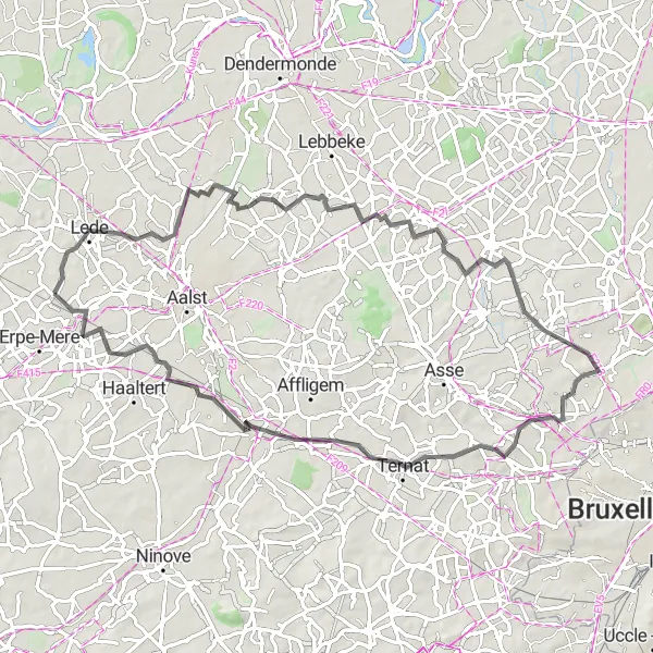 Karten-Miniaturansicht der Radinspiration "Rennradtour durch Oost-Vlaanderen" in Prov. Oost-Vlaanderen, Belgium. Erstellt vom Tarmacs.app-Routenplaner für Radtouren