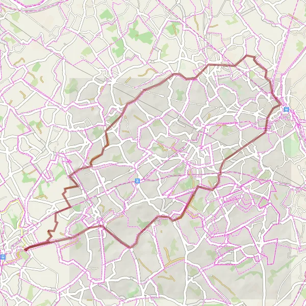 Map miniature of "Vlierzele to Aaigem Gravel Adventure" cycling inspiration in Prov. Oost-Vlaanderen, Belgium. Generated by Tarmacs.app cycling route planner