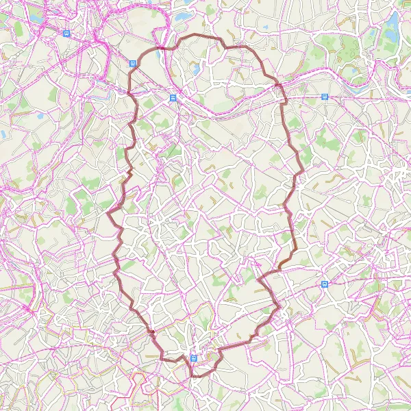 Miniature de la carte de l'inspiration cycliste "Itinéraire de vélo en gravier autour de Grotenberge" dans la Prov. Oost-Vlaanderen, Belgium. Générée par le planificateur d'itinéraire cycliste Tarmacs.app