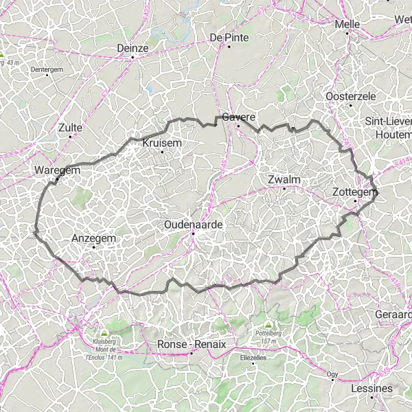 Miniatuurkaart van de fietsinspiratie "Verkenningstocht door de Vlaamse Ardennen" in Prov. Oost-Vlaanderen, Belgium. Gemaakt door de Tarmacs.app fietsrouteplanner