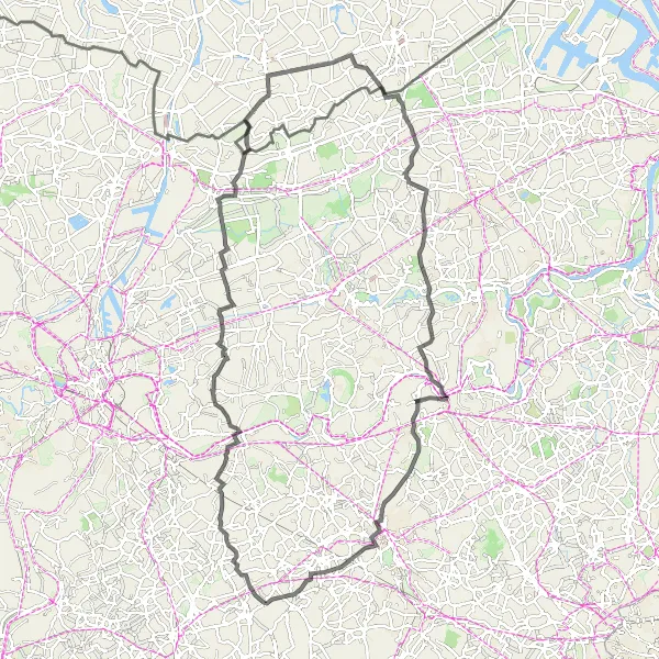 Miniature de la carte de l'inspiration cycliste "Tour Zaffelare-Dendermonde" dans la Prov. Oost-Vlaanderen, Belgium. Générée par le planificateur d'itinéraire cycliste Tarmacs.app