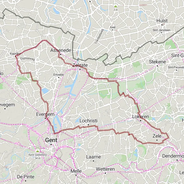 Miniature de la carte de l'inspiration cycliste "Le Sentier de la Campagne" dans la Prov. Oost-Vlaanderen, Belgium. Générée par le planificateur d'itinéraire cycliste Tarmacs.app