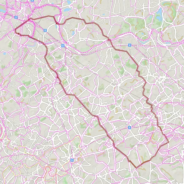 Map miniature of "Woubrechtegem Escape" cycling inspiration in Prov. Oost-Vlaanderen, Belgium. Generated by Tarmacs.app cycling route planner