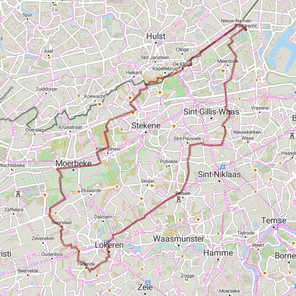 Karten-Miniaturansicht der Radinspiration "Abenteuerliche Gravel-Tour" in Prov. Oost-Vlaanderen, Belgium. Erstellt vom Tarmacs.app-Routenplaner für Radtouren