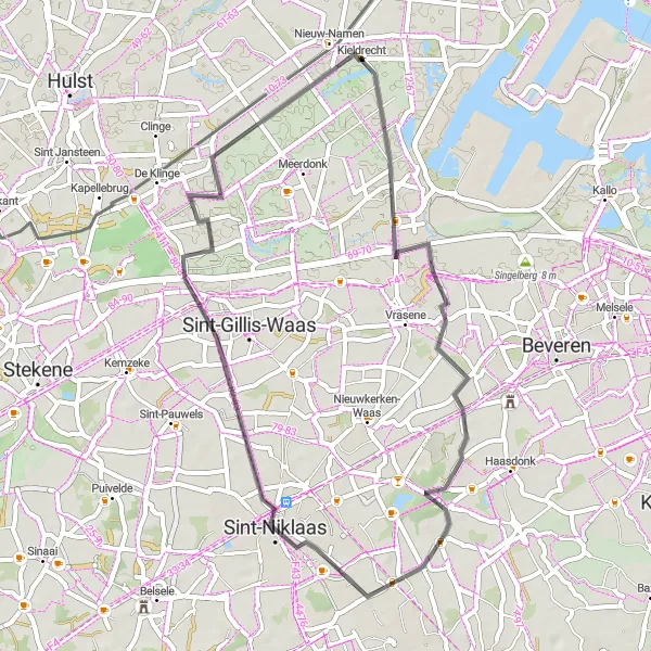 Karten-Miniaturansicht der Radinspiration "Entspannte Radtour" in Prov. Oost-Vlaanderen, Belgium. Erstellt vom Tarmacs.app-Routenplaner für Radtouren