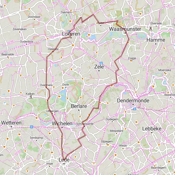 Karten-Miniaturansicht der Radinspiration "Die Lokeren-Route" in Prov. Oost-Vlaanderen, Belgium. Erstellt vom Tarmacs.app-Routenplaner für Radtouren