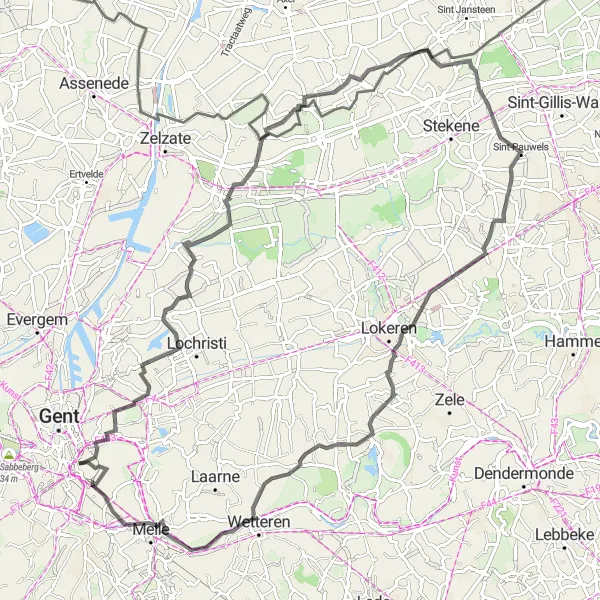 Karten-Miniaturansicht der Radinspiration "Tour de Flandern" in Prov. Oost-Vlaanderen, Belgium. Erstellt vom Tarmacs.app-Routenplaner für Radtouren