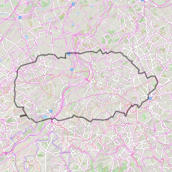 Map miniature of "Countryside Road Ride" cycling inspiration in Prov. Oost-Vlaanderen, Belgium. Generated by Tarmacs.app cycling route planner