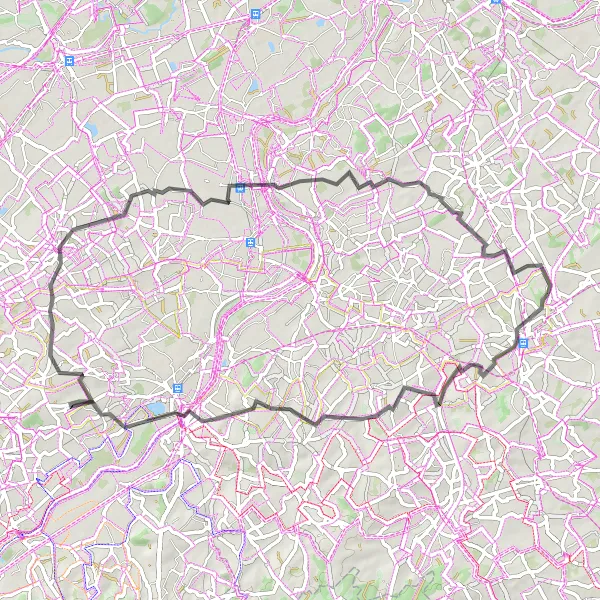 Miniatuurkaart van de fietsinspiratie "Historische Kastelen en Panoramische Uitzichten" in Prov. Oost-Vlaanderen, Belgium. Gemaakt door de Tarmacs.app fietsrouteplanner