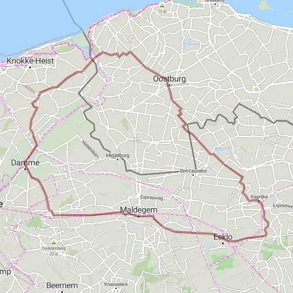 Karten-Miniaturansicht der Radinspiration "Schottertour M10 Wolverine - Zuidzande" in Prov. Oost-Vlaanderen, Belgium. Erstellt vom Tarmacs.app-Routenplaner für Radtouren