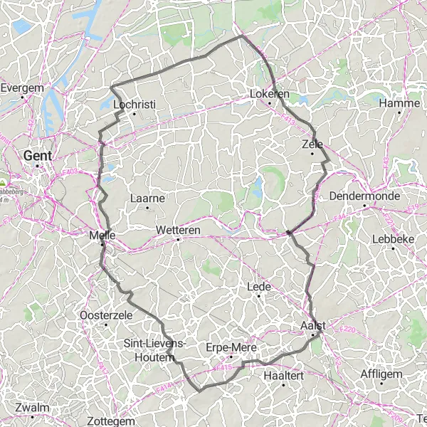 Karten-Miniaturansicht der Radinspiration "Rundfahrt von Lochristi nach Daknam und Hijfte" in Prov. Oost-Vlaanderen, Belgium. Erstellt vom Tarmacs.app-Routenplaner für Radtouren