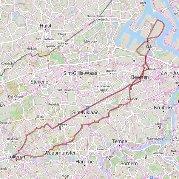 Miniature de la carte de l'inspiration cycliste "Le Circuit des Châteaux" dans la Prov. Oost-Vlaanderen, Belgium. Générée par le planificateur d'itinéraire cycliste Tarmacs.app
