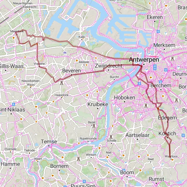 Karten-Miniaturansicht der Radinspiration "Abenteuerliche Fahrradtour durch Oost-Vlaanderen" in Prov. Oost-Vlaanderen, Belgium. Erstellt vom Tarmacs.app-Routenplaner für Radtouren