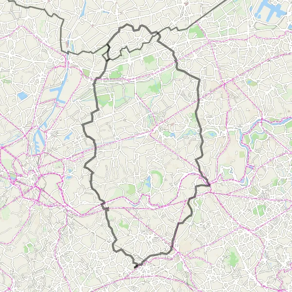 Map miniature of "The Scenic Delights Road Tour" cycling inspiration in Prov. Oost-Vlaanderen, Belgium. Generated by Tarmacs.app cycling route planner