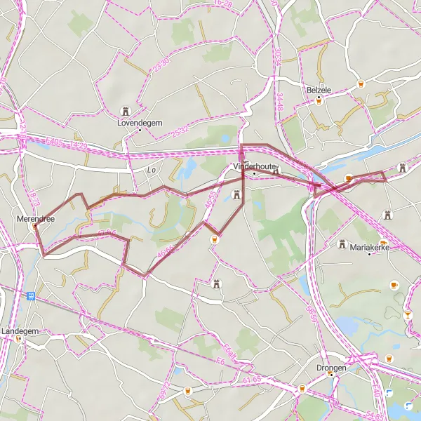 Karten-Miniaturansicht der Radinspiration "Kurze Schottertour durch die belgische Landschaft" in Prov. Oost-Vlaanderen, Belgium. Erstellt vom Tarmacs.app-Routenplaner für Radtouren