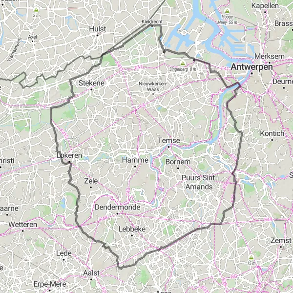 Karten-Miniaturansicht der Radinspiration "Entdeckungsreise ins ländliche Flandern" in Prov. Oost-Vlaanderen, Belgium. Erstellt vom Tarmacs.app-Routenplaner für Radtouren