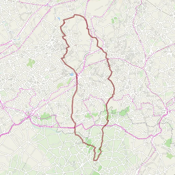 Map miniature of "The Hill Climber's Challenge" cycling inspiration in Prov. Oost-Vlaanderen, Belgium. Generated by Tarmacs.app cycling route planner