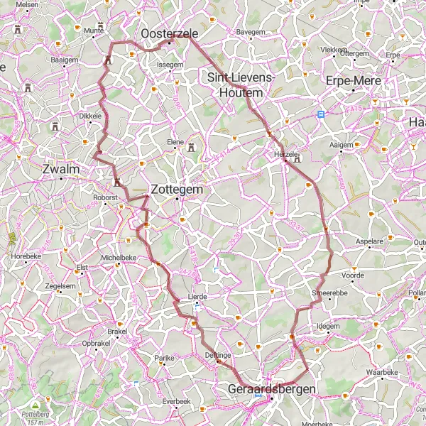 Karten-Miniaturansicht der Radinspiration "Gravelroute durch Oost-Vlaanderen" in Prov. Oost-Vlaanderen, Belgium. Erstellt vom Tarmacs.app-Routenplaner für Radtouren