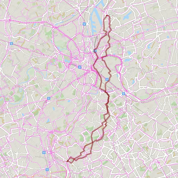 Miniatuurkaart van de fietsinspiratie "Gravelavontuur rond Oostakker" in Prov. Oost-Vlaanderen, Belgium. Gemaakt door de Tarmacs.app fietsrouteplanner