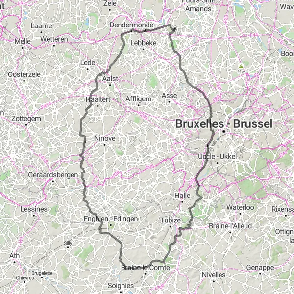 Karten-Miniaturansicht der Radinspiration "Straßenrunde ab Opdorp" in Prov. Oost-Vlaanderen, Belgium. Erstellt vom Tarmacs.app-Routenplaner für Radtouren