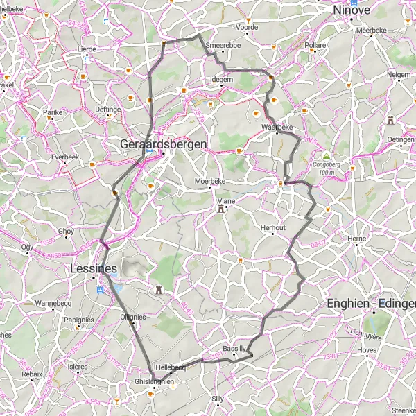 Miniatuurkaart van de fietsinspiratie "Ontdek de Groene Vallei" in Prov. Oost-Vlaanderen, Belgium. Gemaakt door de Tarmacs.app fietsrouteplanner