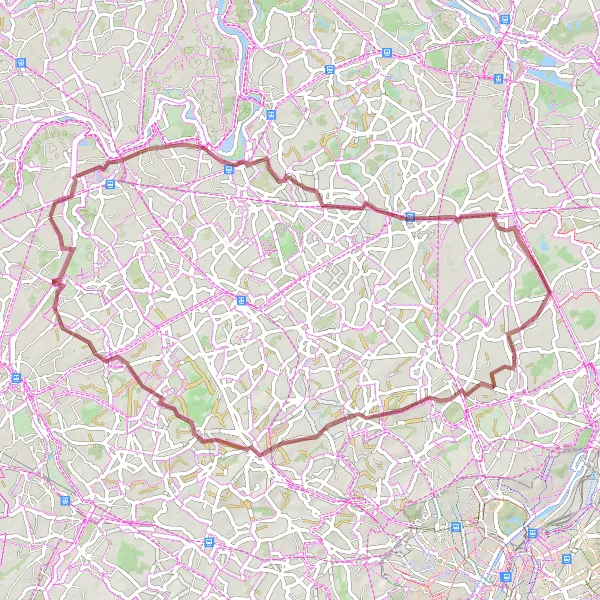 Miniatuurkaart van de fietsinspiratie "Graveltocht van Dendermonde naar Oudegem" in Prov. Oost-Vlaanderen, Belgium. Gemaakt door de Tarmacs.app fietsrouteplanner