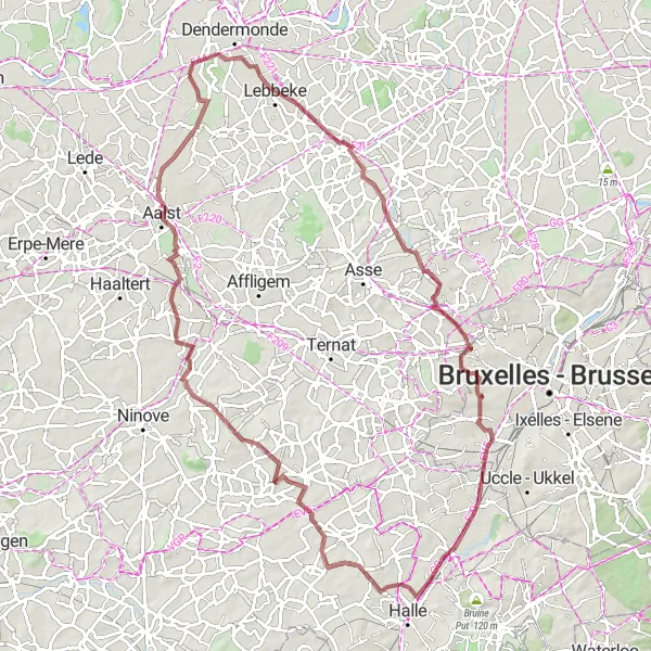 Karten-Miniaturansicht der Radinspiration "Rundfahrt von Oudegem nach Oudegem" in Prov. Oost-Vlaanderen, Belgium. Erstellt vom Tarmacs.app-Routenplaner für Radtouren