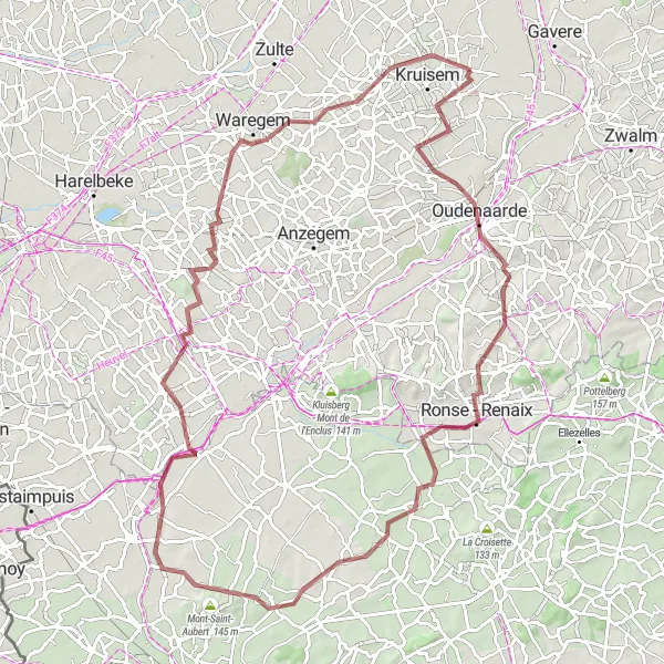 Map miniature of "The Gravel Adventure" cycling inspiration in Prov. Oost-Vlaanderen, Belgium. Generated by Tarmacs.app cycling route planner