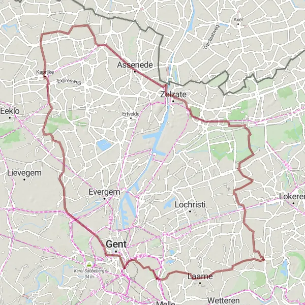 Miniatuurkaart van de fietsinspiratie "Ontdekkingstocht door het Meetjesland" in Prov. Oost-Vlaanderen, Belgium. Gemaakt door de Tarmacs.app fietsrouteplanner