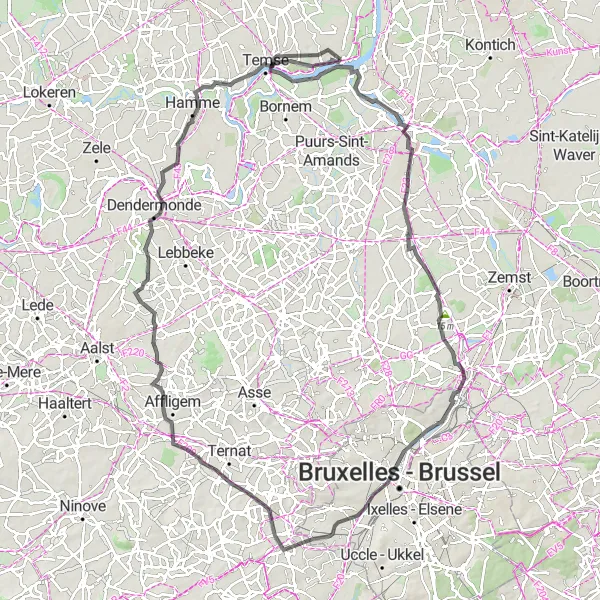 Karten-Miniaturansicht der Radinspiration "Rupelmonde nach Temse Tour" in Prov. Oost-Vlaanderen, Belgium. Erstellt vom Tarmacs.app-Routenplaner für Radtouren